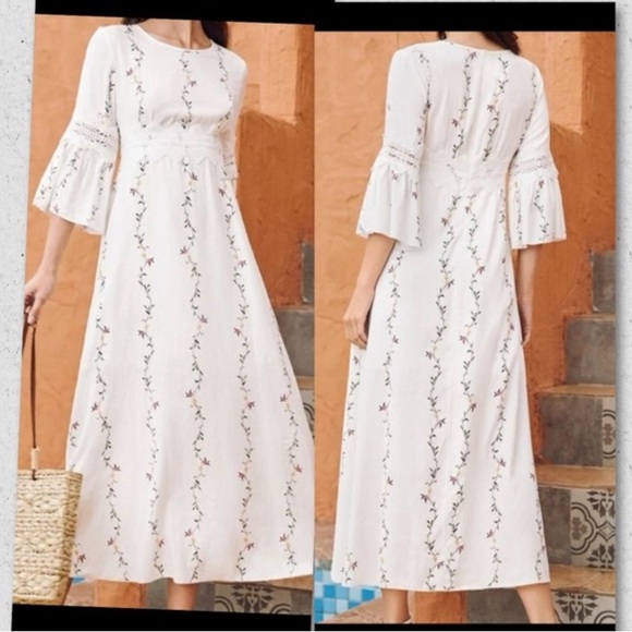 SHEIN Dresses & Skirts - $8~SHEIN White BOHO Dress~NWOT~Size M. $8 WHEN BUNDLED WITH 3 OR MORE